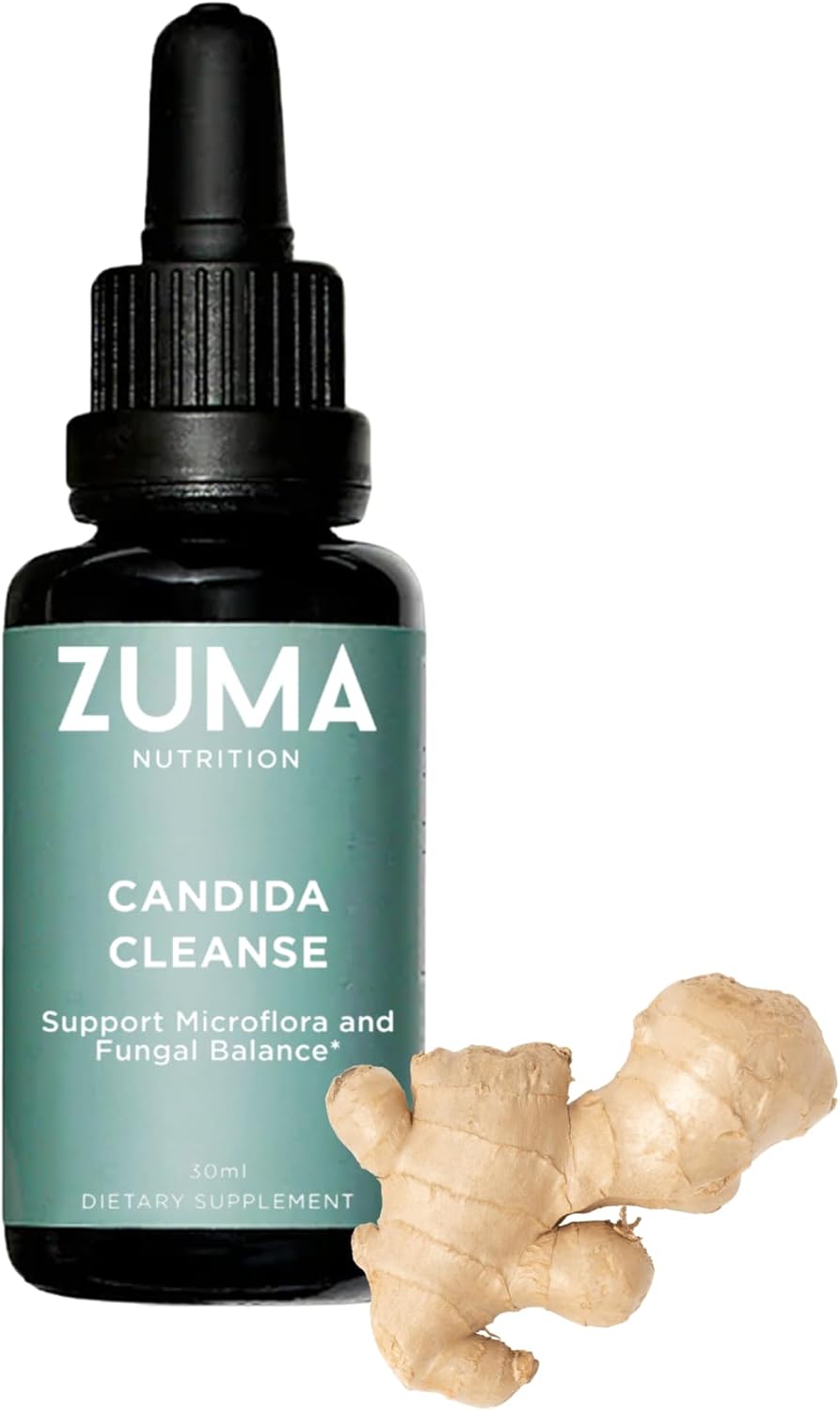 Zuma Nutrition Candida Support Tonic, Vegan Herbal Liquid with Cloves, Ginger, Ginseng, Echinacea & Grape Seed Extract, Plant Based Water Soluble Supplement for Men & Women, Non GMO, 30 ML Bottle