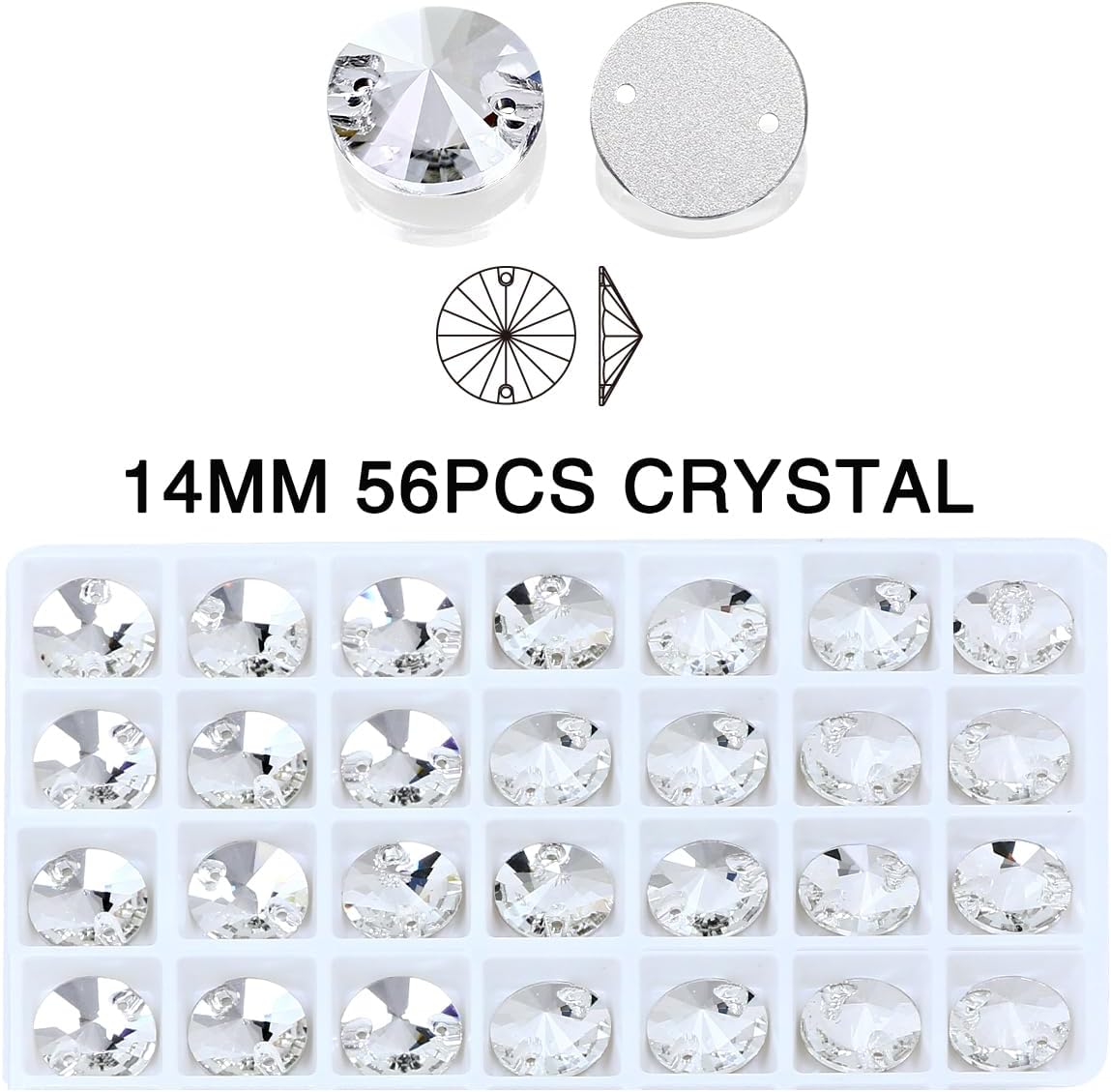 DONGZHOU Sew On Rhinestones Crystal Round Flat Back Sewing Glass K5 Fancy Stones Rhinestone Gems Stone Beads for Costume, Clothes, Garments, Dress, Jewelry, Belt, Shoes and DIY Crafts 14 - Image 2