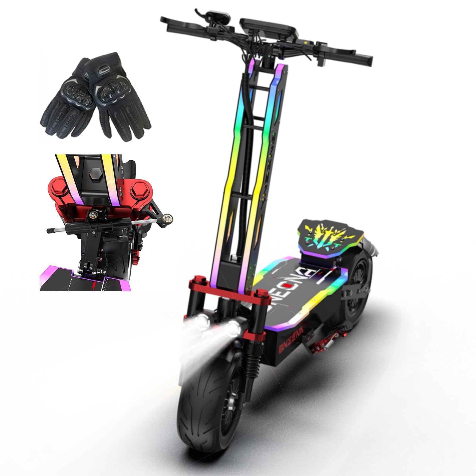 7000W 38Ah Dual Motor Electric Scooter for Adults with Seat 65-70 Mile Range 55MPH Top Speed Foldable LED