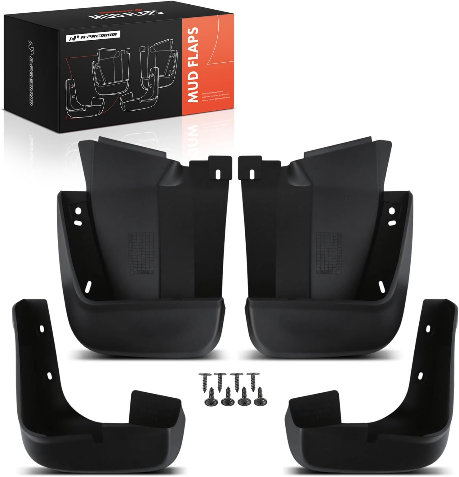 A-Premium Set of 4PCS Mud Flaps Splash Guards Mudguards Mudflaps with Hardware Kits Accessory Compatible with Honda Civic, 2006-2011, Sedan, Black Color, Front and Rear (Driver & Passenger Side)