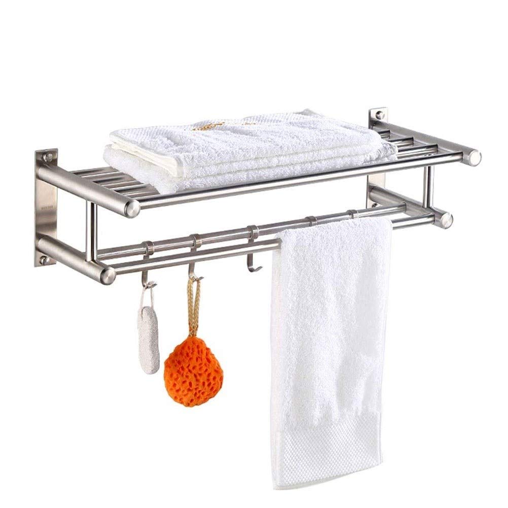 Porte-serviettes double rail 50 cm en acier inoxydable pour salle de bain