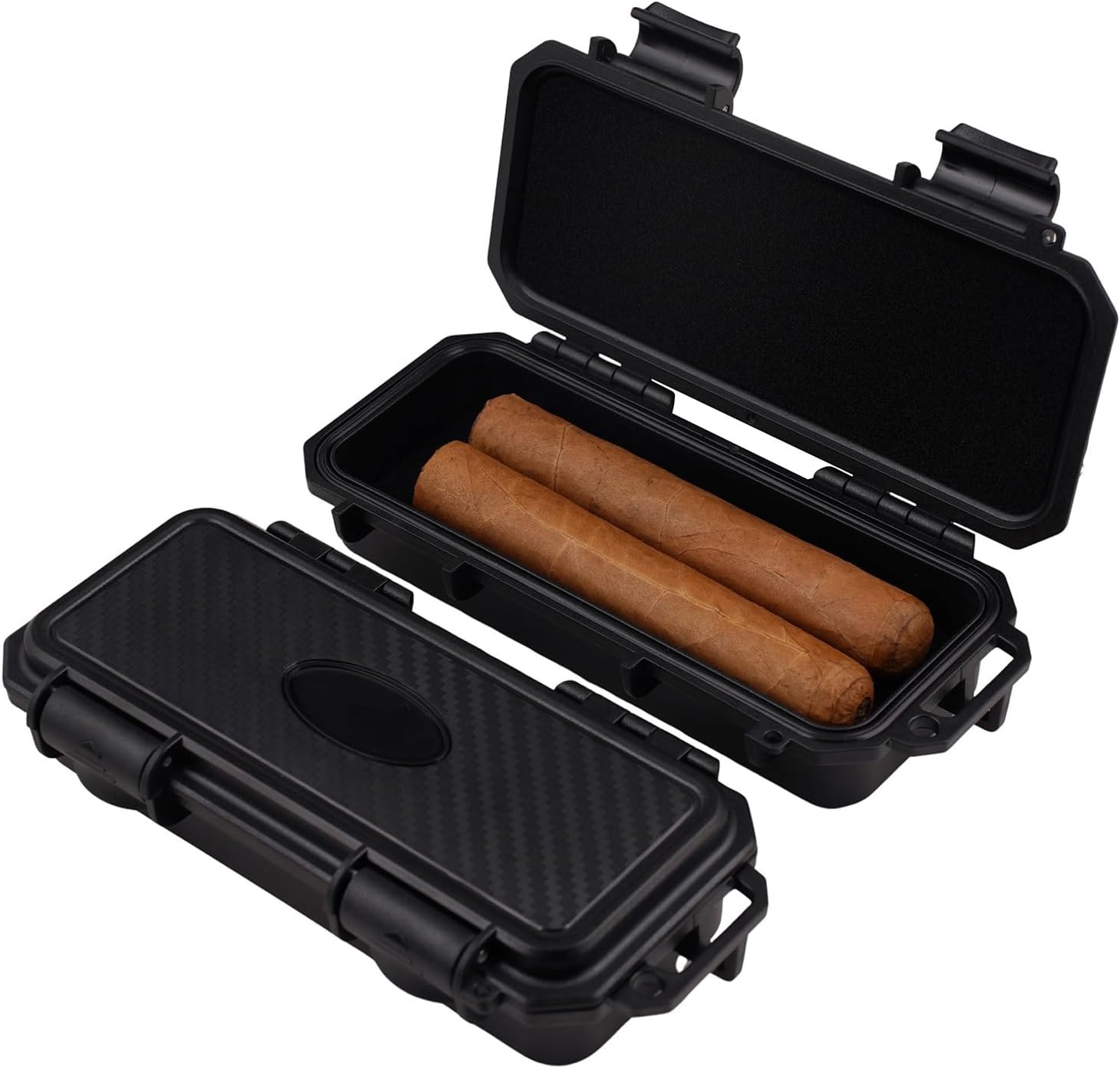 Portable Cigar Travel Case, Waterproof Airtight Outdoor Box (2-Count)