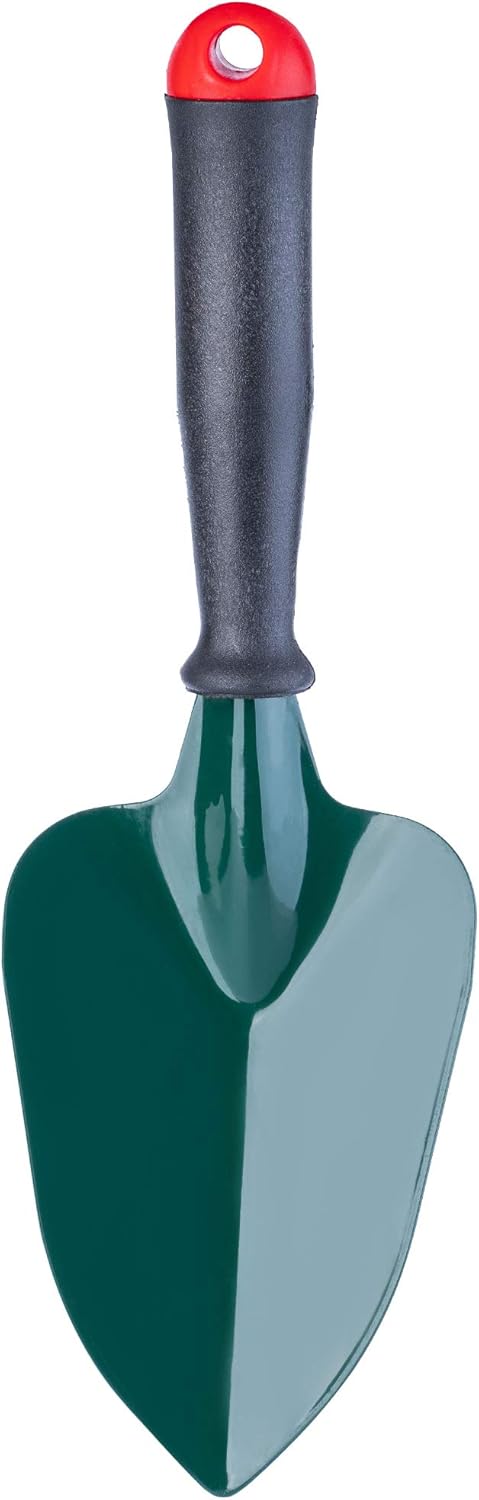 KADAX Pala de metal para jardinería con mango ergonómico de plástico, pala para plantar y trasplantar, paleta de jardín para jardín, flores, plantas, balcón (verde)