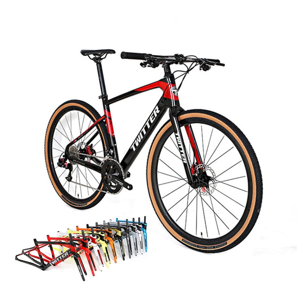 QHIYRZE Carbon Road Bikes Frameset Disc Brake Thru Axle Bicycles Frame 700C Off-Road Racing Frame 45/48/51/54CM BB92 Front 12x100mm Rear 12x142mm (Color : Green, Size : 48CM)