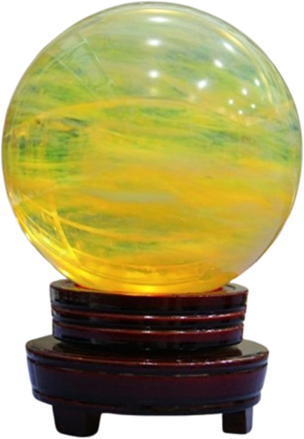 Melting Yellow Quartz Stone Sphere Ball with Stand Gemstone Ball Sphere Sculpture Figurine for fengshui Divination Home Decoration Photography Crystal Sphere,3.14"(8cm)