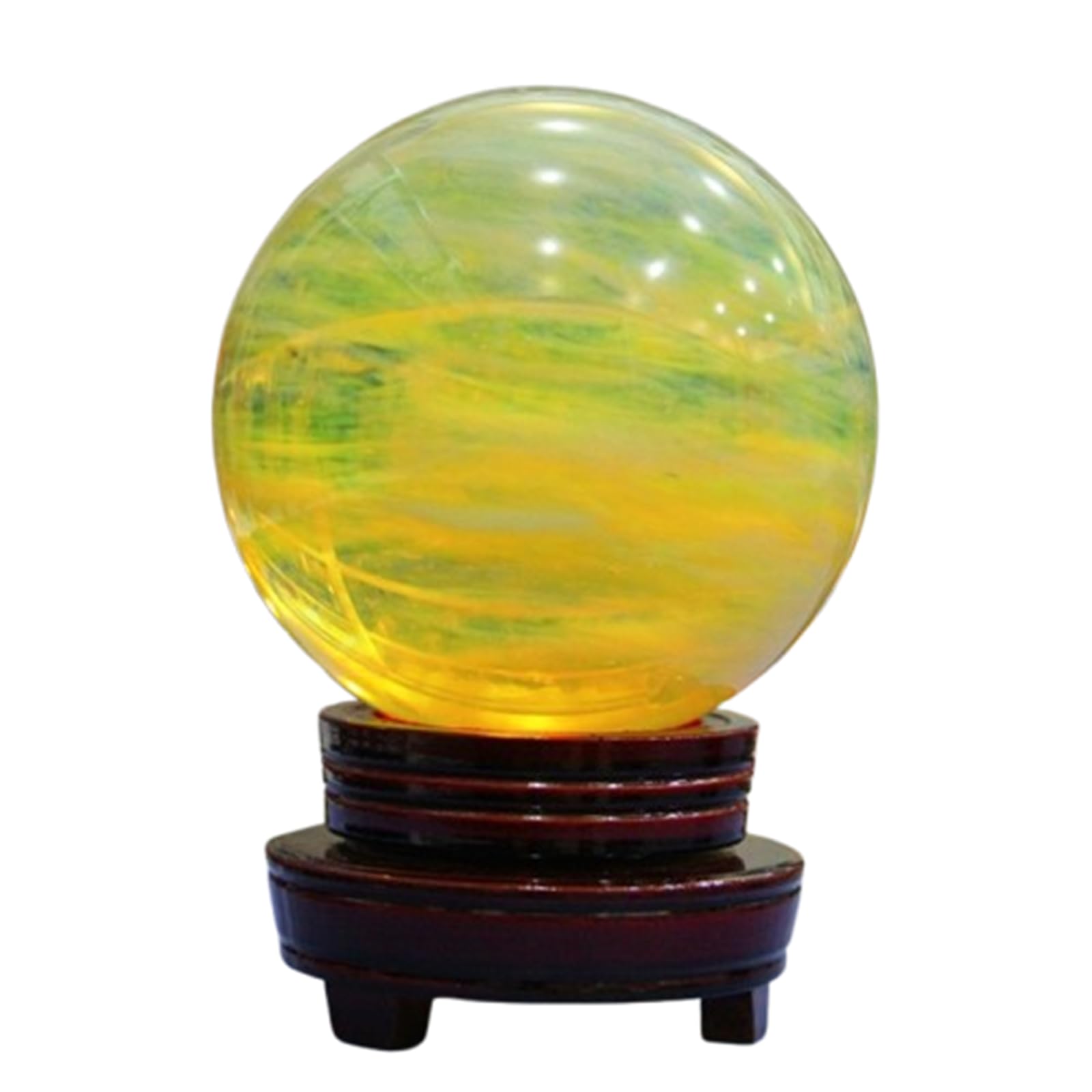 FOPURE Melting Yellow Quartz Stone Sphere Ball with Stand Gemstone Sculpture Figurine for fengshui Divination Home Decoration Photography Crystal,3.14"(8cm)