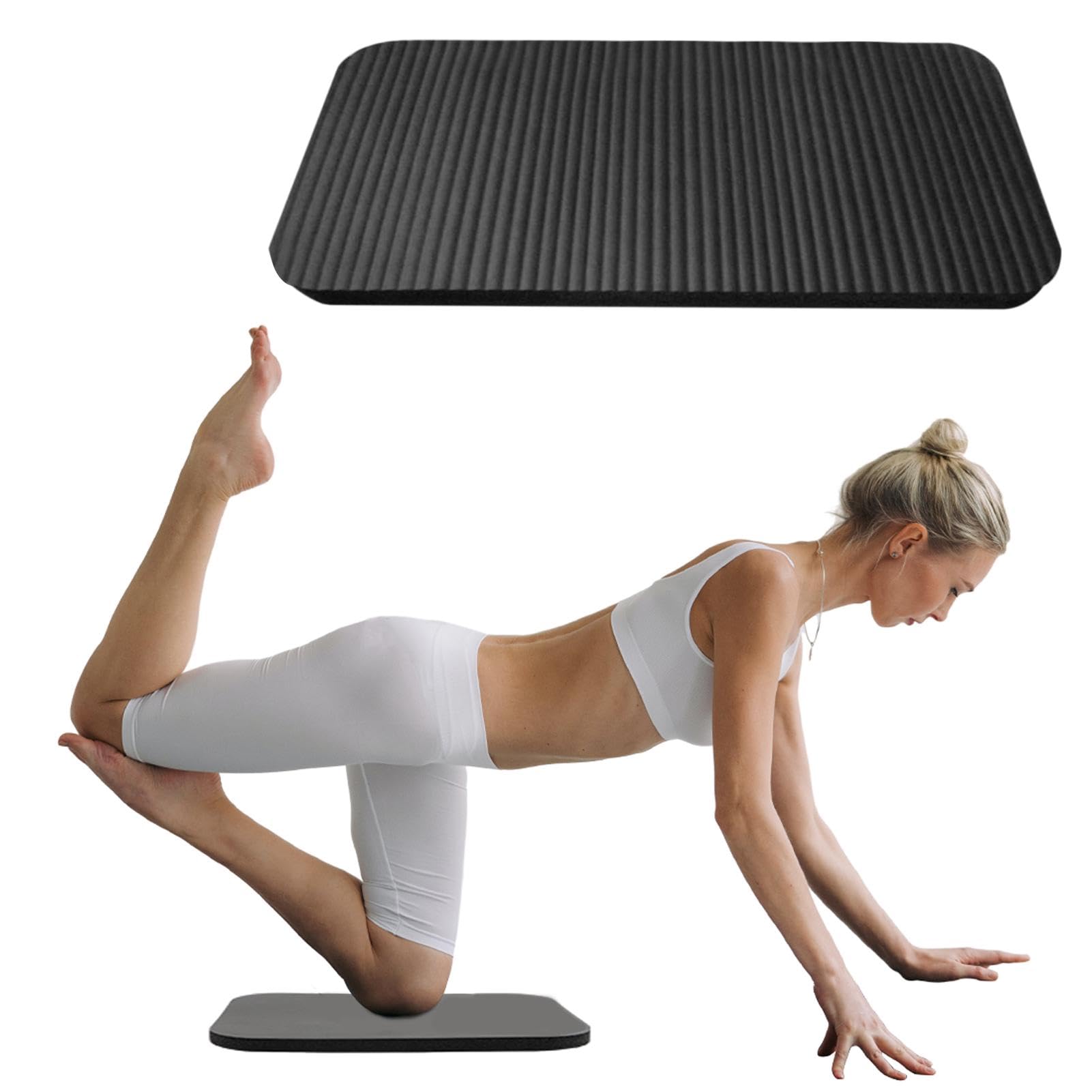 Yoga Knee Pad Cushion, Kneeling Pad, Rectangle Yoga Knee Pad, Yogas Props and Accessories for Women/Men Cushions Knees and Elbows for Kneeling, Balance,Pilates(COLOR:Black 38x17x1.5CM)