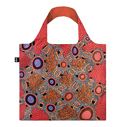 LOQI Jennifer Napaljarri Lewis - Water Dreaming Pink Recycled Bag, Red, 50 x 42 cm