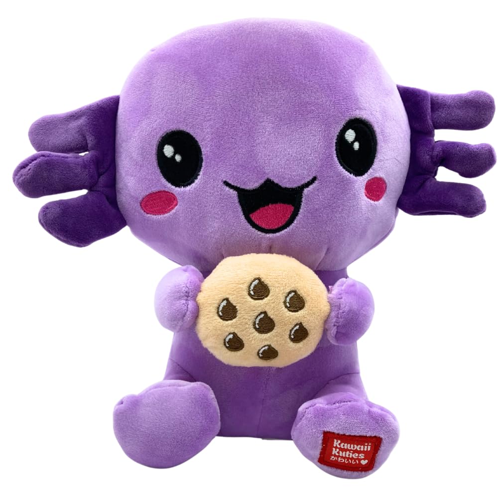 UKToyworldKawaii Kuties Soft Toy Purple Cookie Snaxolotl 10inch Axolotl Squashy Plush
