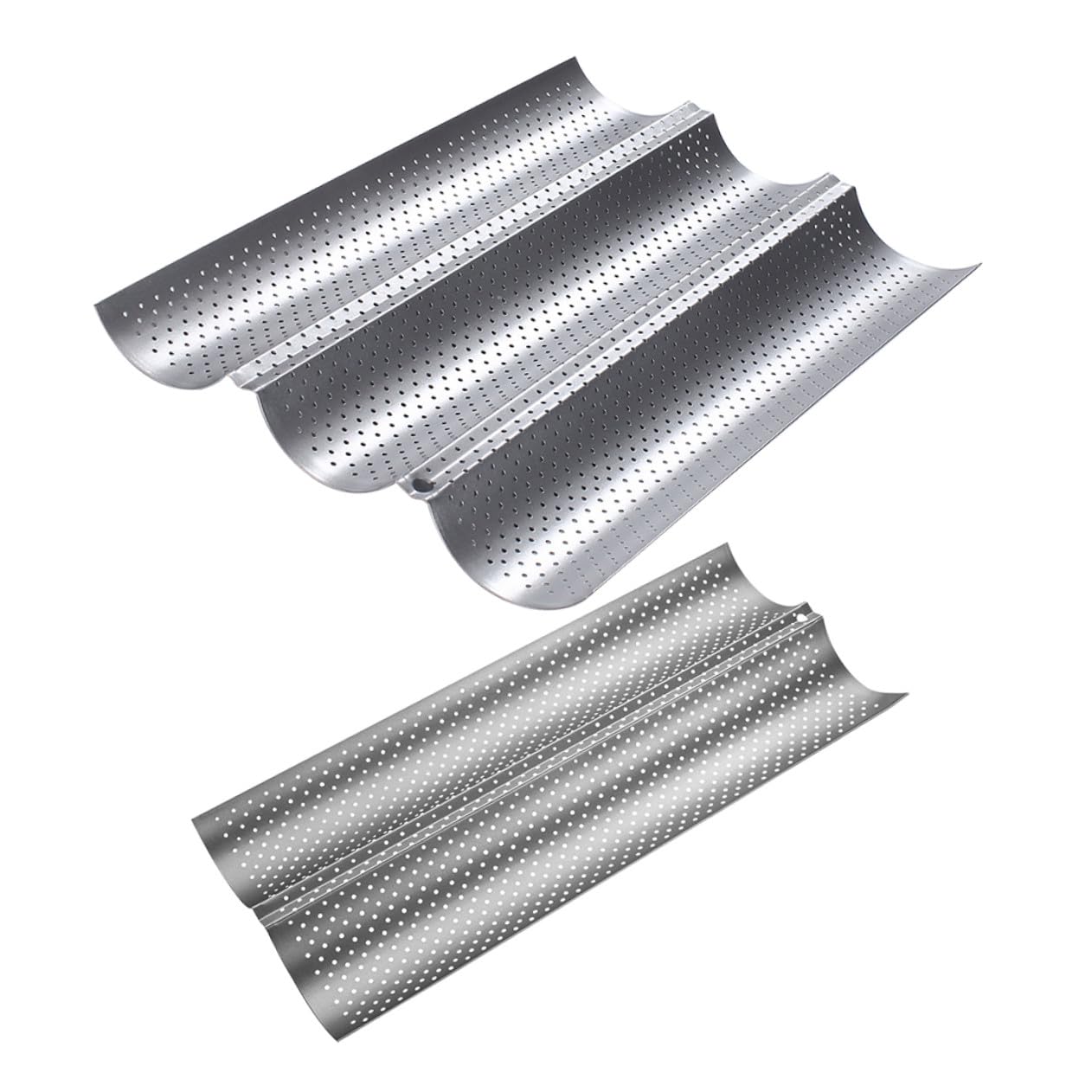 Alipis 2 piezas Molde para Hornear Baguettes Antiadherente Bandeja Horno Perforada Pan Francés Resistente al Calor para Cocina y Panadería
