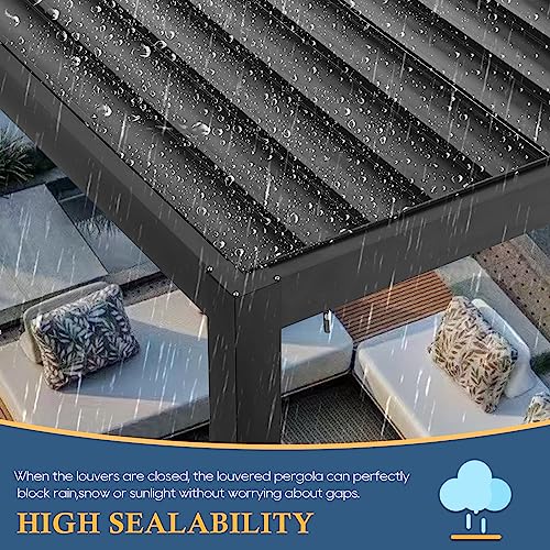 Onlyctr Outdoor Louvered Pergola 10'×10', Aluminum Louvered Pergola, Aluminum Outdoor Deck Gazebo With Adjustable Roof, For Garden, Patio, Backyard, Lawns, Beach (10' × 10', Black) #TOP6