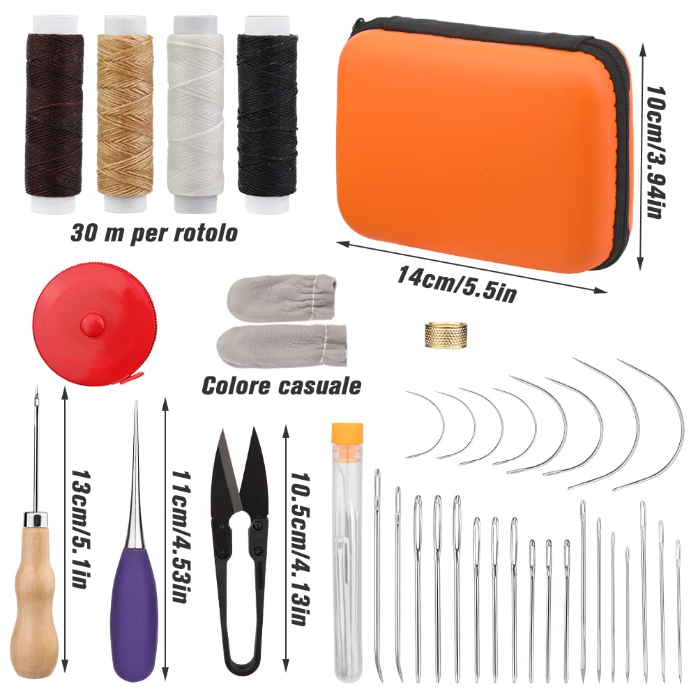 Kit Lavorazione Pelle Per Principianti | 50+ Attrezzi Per Cucire, Timbrare E Forare | Set Completo Fai Da Te - Foto 9