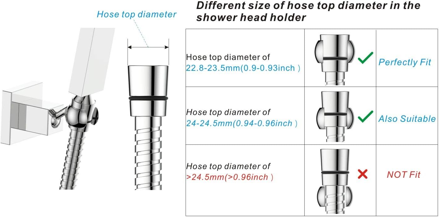 Wall Mounted All Brass Adjustable Handheld Shower Head Bracket Holder, Hand Held Shower Wand Hose Sprayer Holder (Square, Chrome)