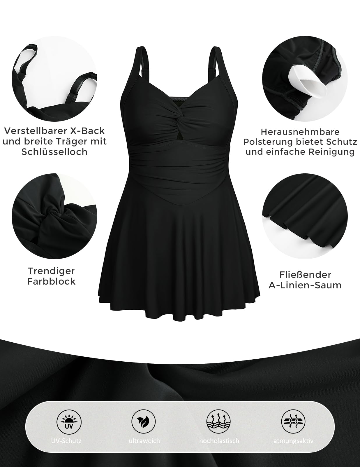 Hanna Nikole Costume Intero Taglie Forti con Scollo A V E Nodo Anteriore