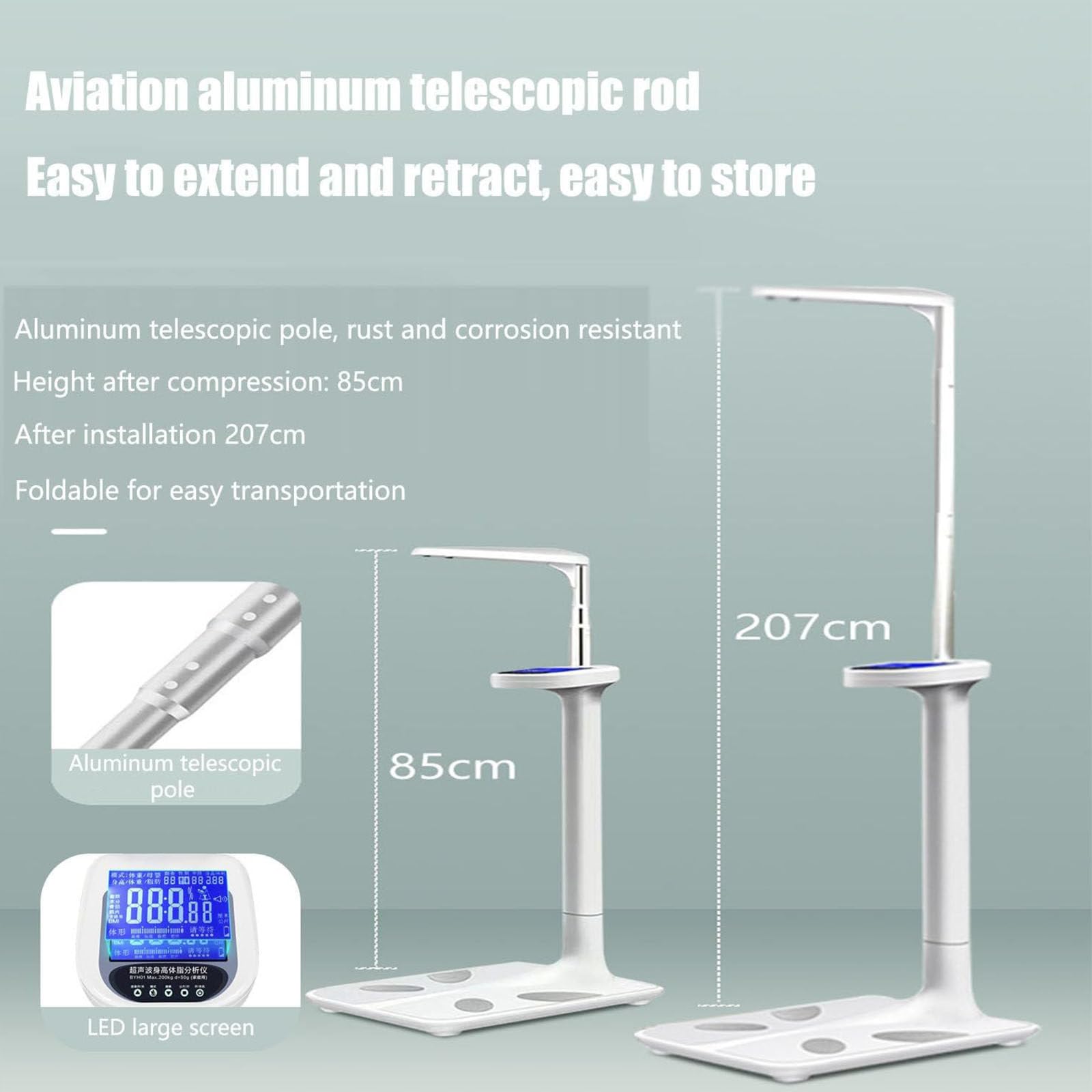 Balance Santé Numérique,Pèse Personne Balance Impédancemètre,Capacité électronique Balance Taille Poids Avec Impédancemètre Grand écran Pour 200kg/440lb