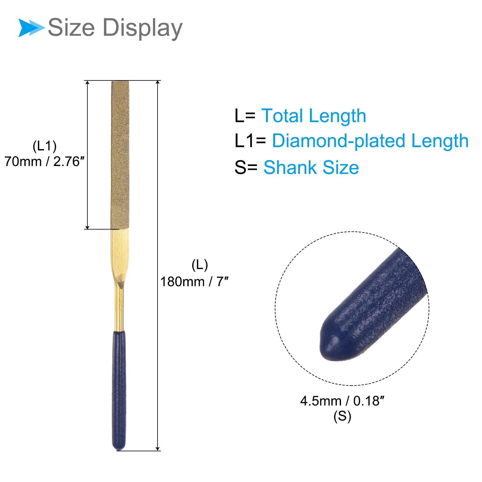 CoCud Diamond Coated Needle File,, 4.5x180mm - Image 2