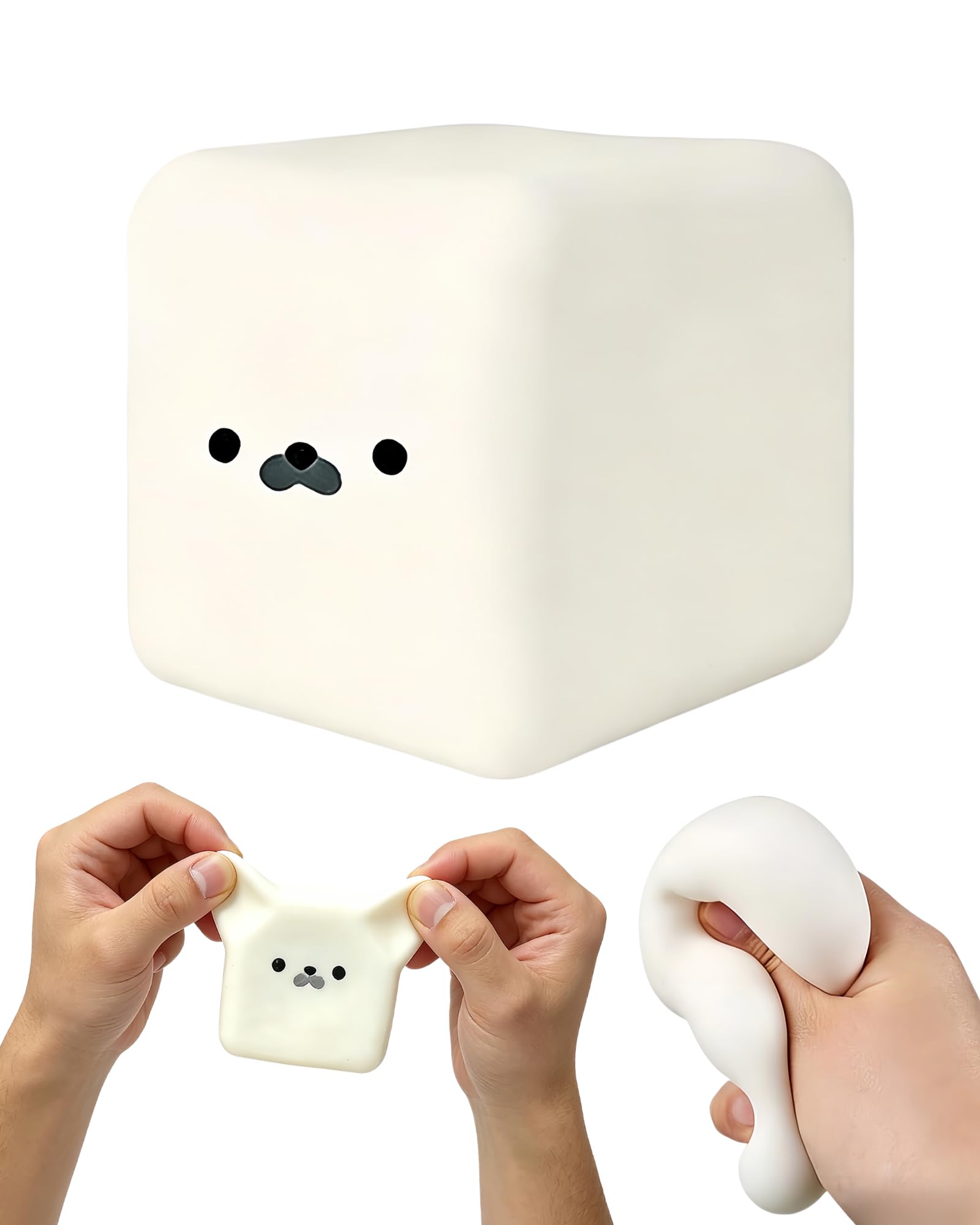 Photo 1 of 2Pcs Seal Tofu Squishy, White Marshmallow Cube Slow Rising Stress Toy