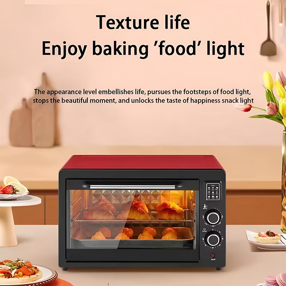 Mini piekarnik 48 l, elektryczny piekarnik do pizzy, domowy wypiekacz do chleba z blachą do pieczenia i rusztem, z timerem 30-minutowym i regulacją temperatury 70–230 ℃