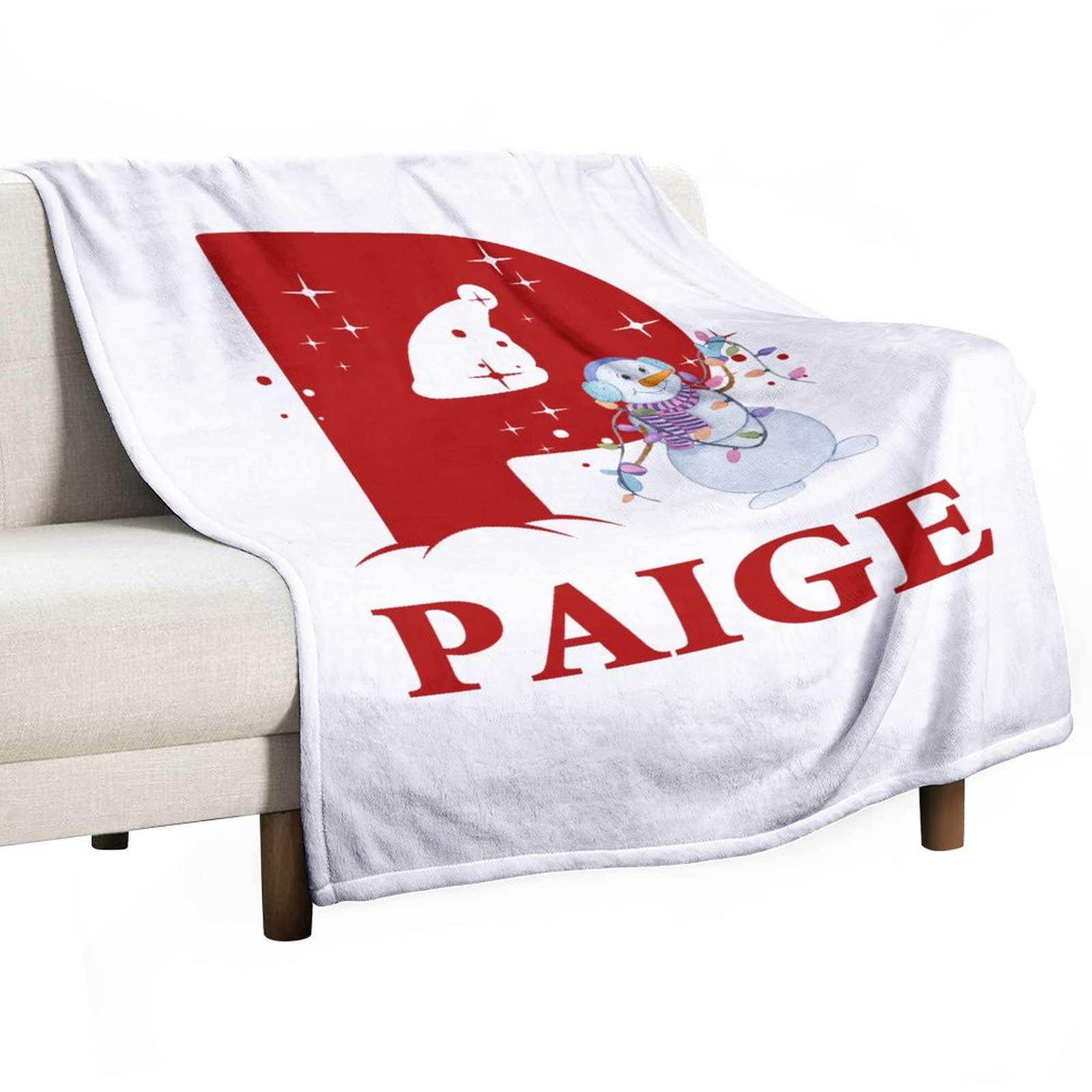 Couverture pelucheuse enfants cadeau Noël personnalisé avec prénom lettre P