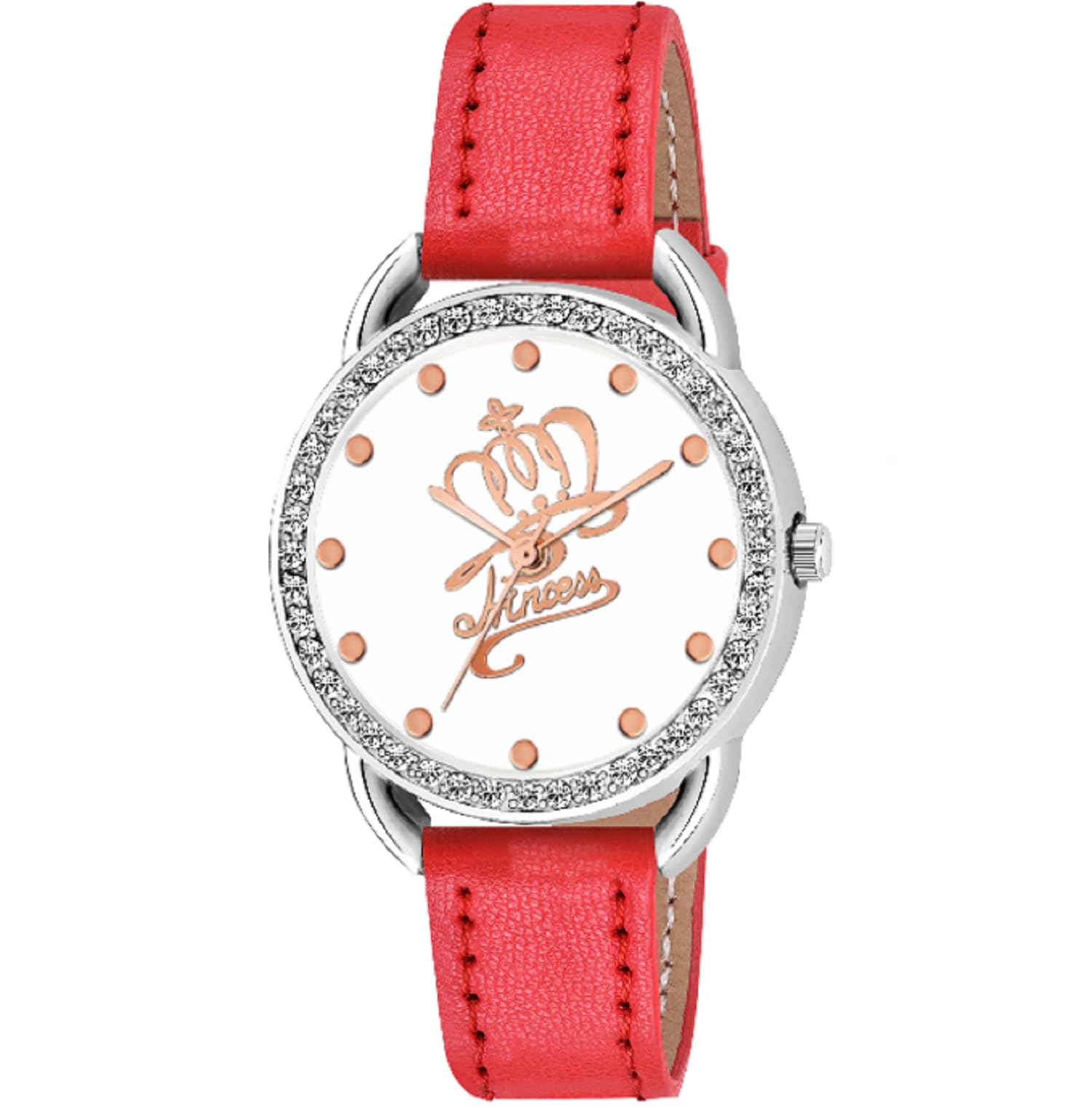 KIARVI GALLERY Princess White SDM dial Leather Strap Analog Watch for Girls and Women(White) (Red) (B0CRRDLMDT) Amazon Price History, Amazon Price Tracker