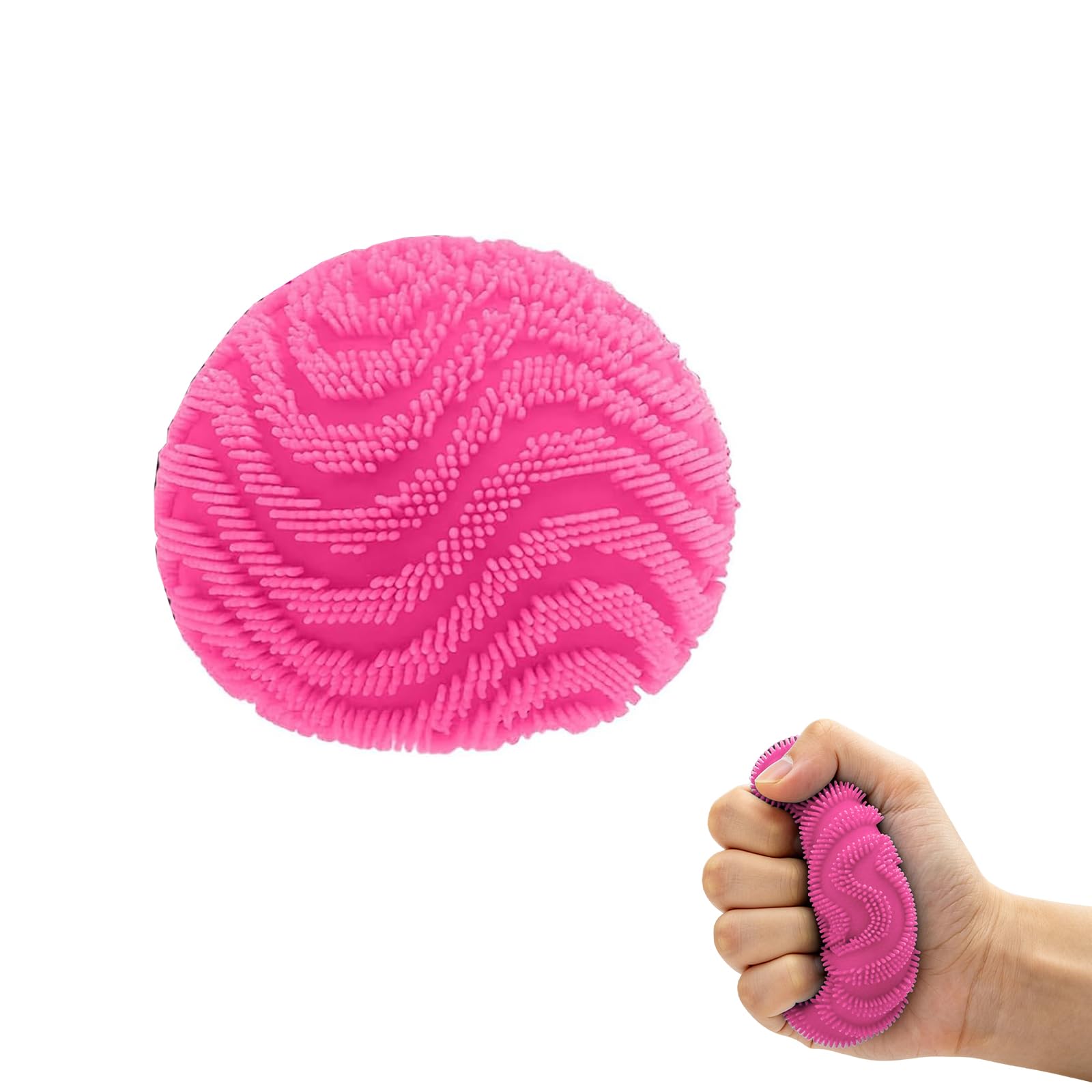 Fuzz Ball Fidget Stress Toy,Squishy Stress Ball,Giant Puffer Ball,Sensory Jiggly Ball,Squishy Stress Drop Malt Fuzz Balls Sensory for Anxiety Stress Relief,Easter Party Favors (Pink)