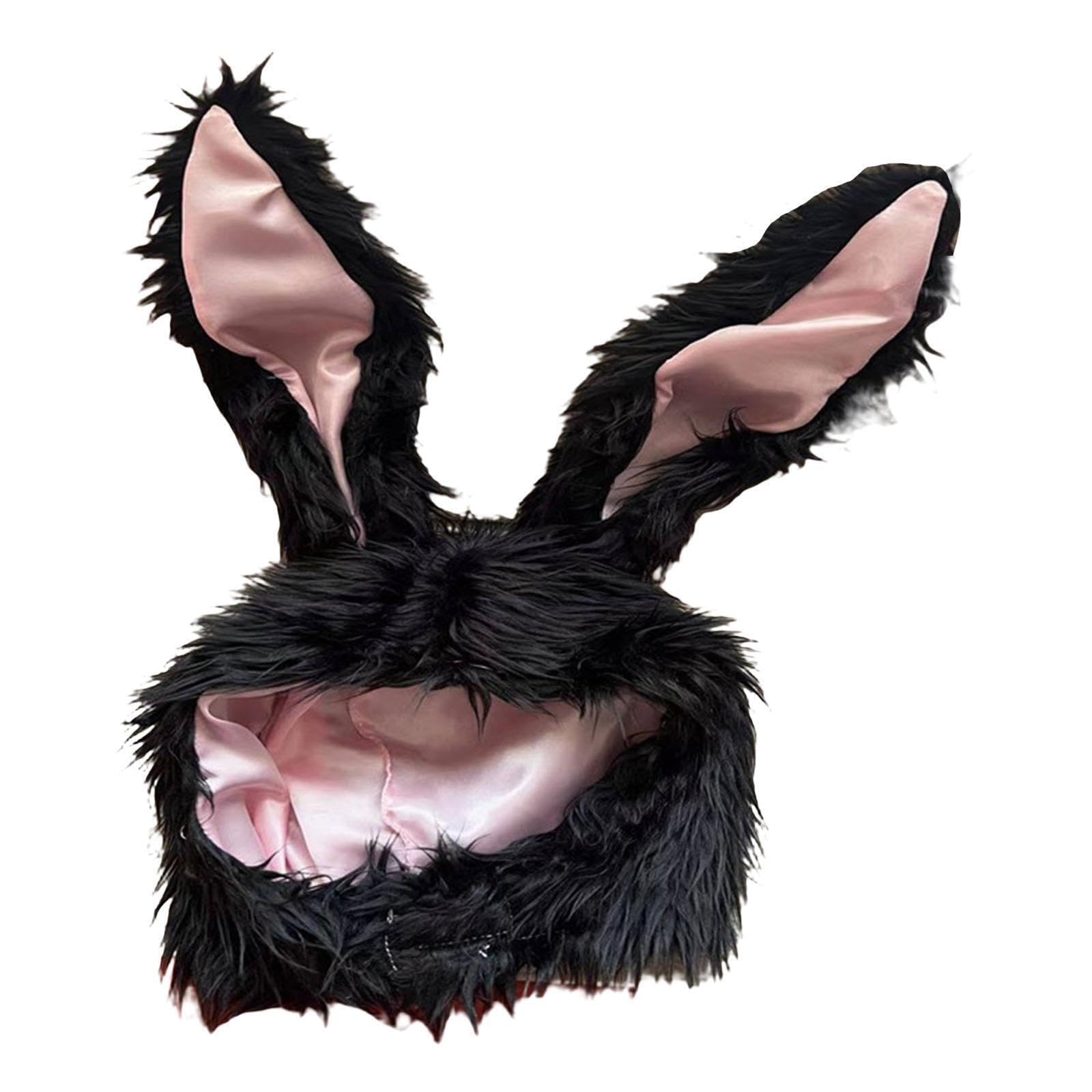 Lixsazse Black Fluffy Rabbit Ears Hat Headwear Headdress For Easter Photo Prop Party Cosplay,