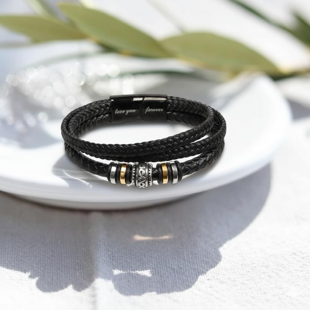 To My Son Bracelet Gift from Mom or Dad, Love You Forever Bracelet with Message Card and Gift Box, Birthday Graduation Anniversary Christmas Valentine Jewelry Present for Son