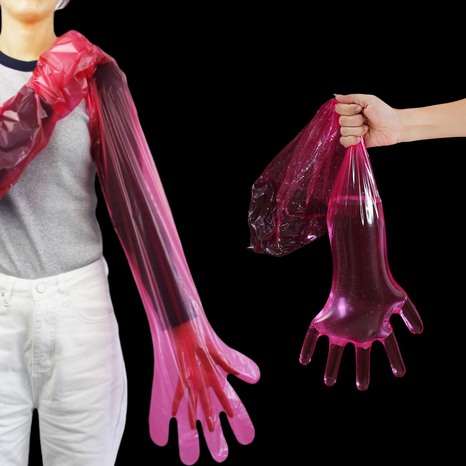 Guanti in Plastica Veterinari a Manica Lunga per Inseminazione Artificiale