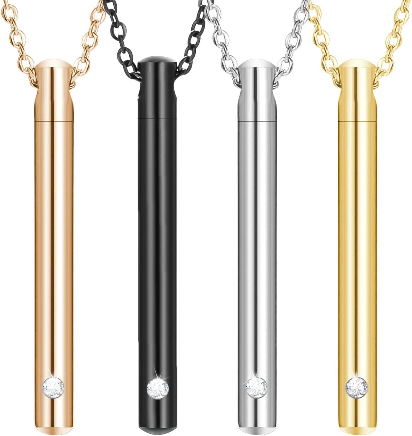XIUDA Urn Necklace for Ashes Stainless Steel Cremation Necklace with Crystal Memorial Pendant Necklace