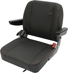 Universal Tractor Seat, Adjustable Ergonomic Forklift Seat with Safety Belt, PVC Sponge Cushion, Heavy Duty Steel Frame