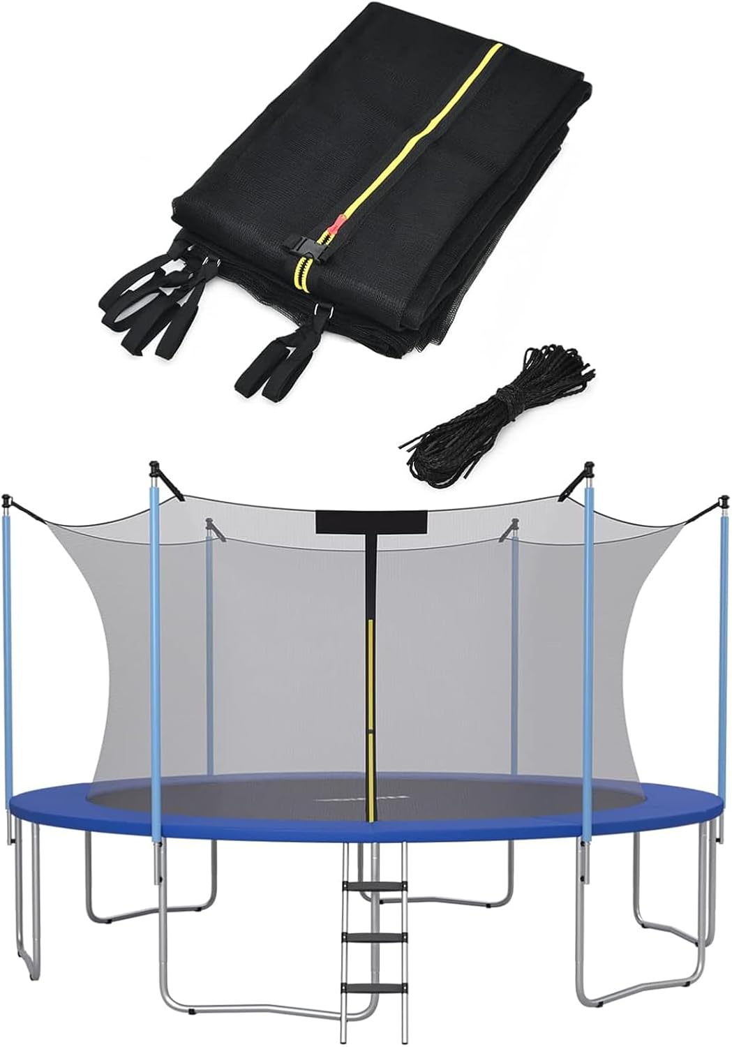 Trampoline Safety Net Replacement, for 6 Poles Round Trampoline, Trampoline Enclosure Surround Netting with Zippers and Buckles, UV Resistant Tear Resistant