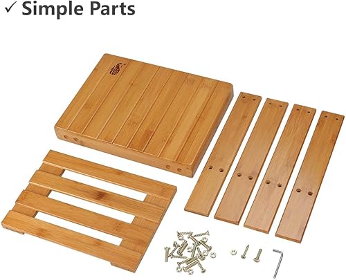 Miniatura 4 de ASelected Taburete de ducha de bambú pequeño de 13 pulgadas banco de ducha de madera impermeable con estante de almacenamiento para espacios