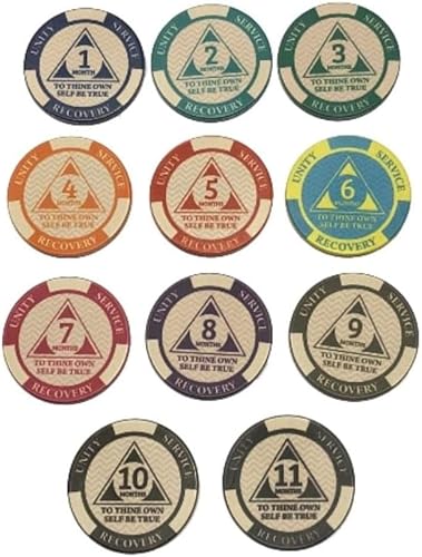 Miniatura 6 de Chip AA de 5 meses, tercer paso de oración en la espalda, 150 días de sobriedad, monedas AA mensuales