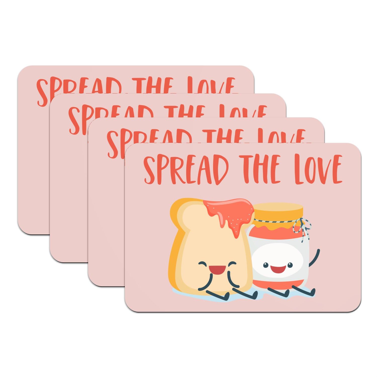 Set de table rose en caoutchouc lot de 4 grands formats 39.5x28.5 cm Spread The Love Food Jam Sugar