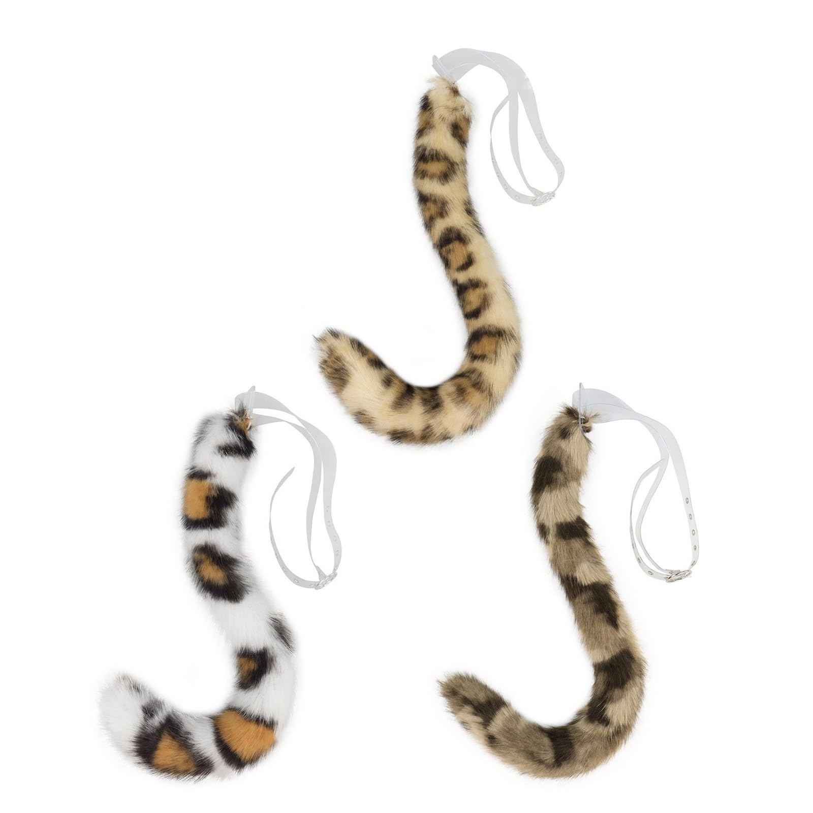LUOFENG Costume da coda di gatto, leopardo, in finta pelliccia, regolabile, lunga, coda di volpe, per Halloween e feste in maschera