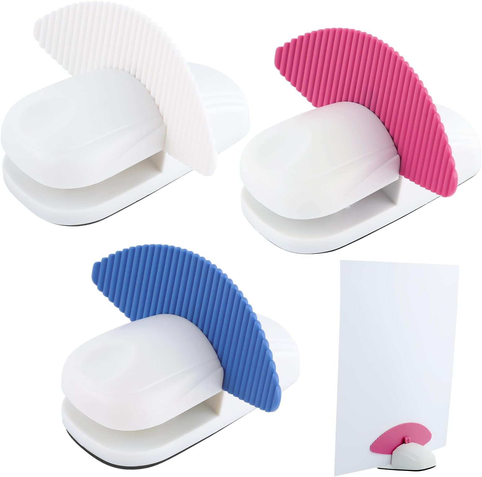 3 Pack Document Holder for Typing, Non-Slip Desktop Paper Holder Stand with Clamp, Portable A4 Copy Stand for Office Desk Typing and Reading (White Blue Red)