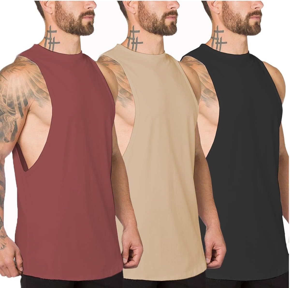 Muscle Killer Men's Muscle Cut Off Gym Workout Stringer Tank Tops Bodybuilding Fitness T-Shirts 1/2/3 Pack