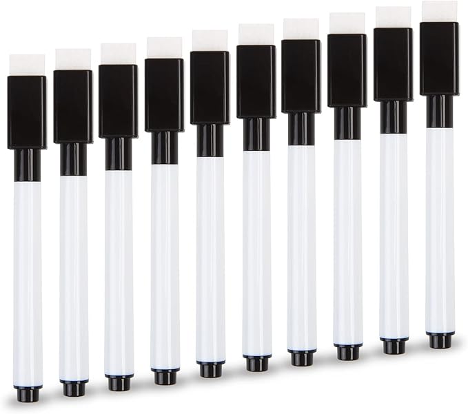 VEYLIN Small Whiteboard Pens, 10PCS Black Dry Wipe Whiteboard Marker