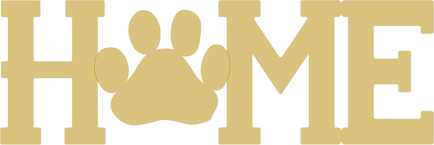 Home Paw Cutout Unfinished Wood Dog Lover Door Hanger MDF Shaped Canvas Style 2 (12)