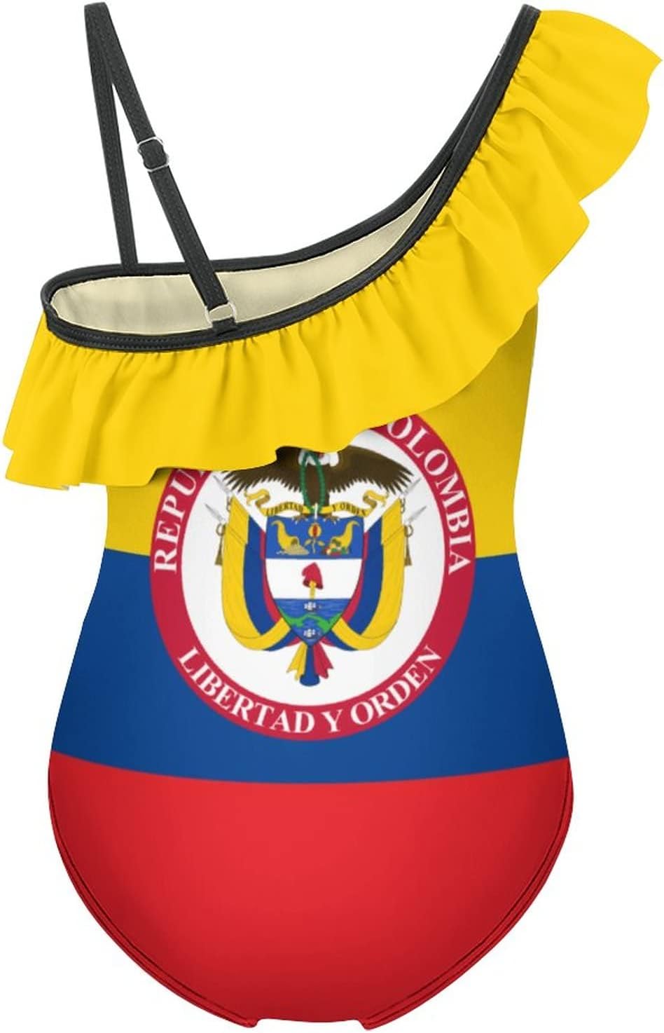 Linkasi Colombian Flag Girls One Piece Swimsuit Quick Dry Beach Resort Swimsuit Set 6-12Y (150cm)