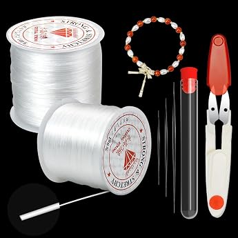 2 Spools 120 m x 0.8 mm Elastic Band for Bracelets White