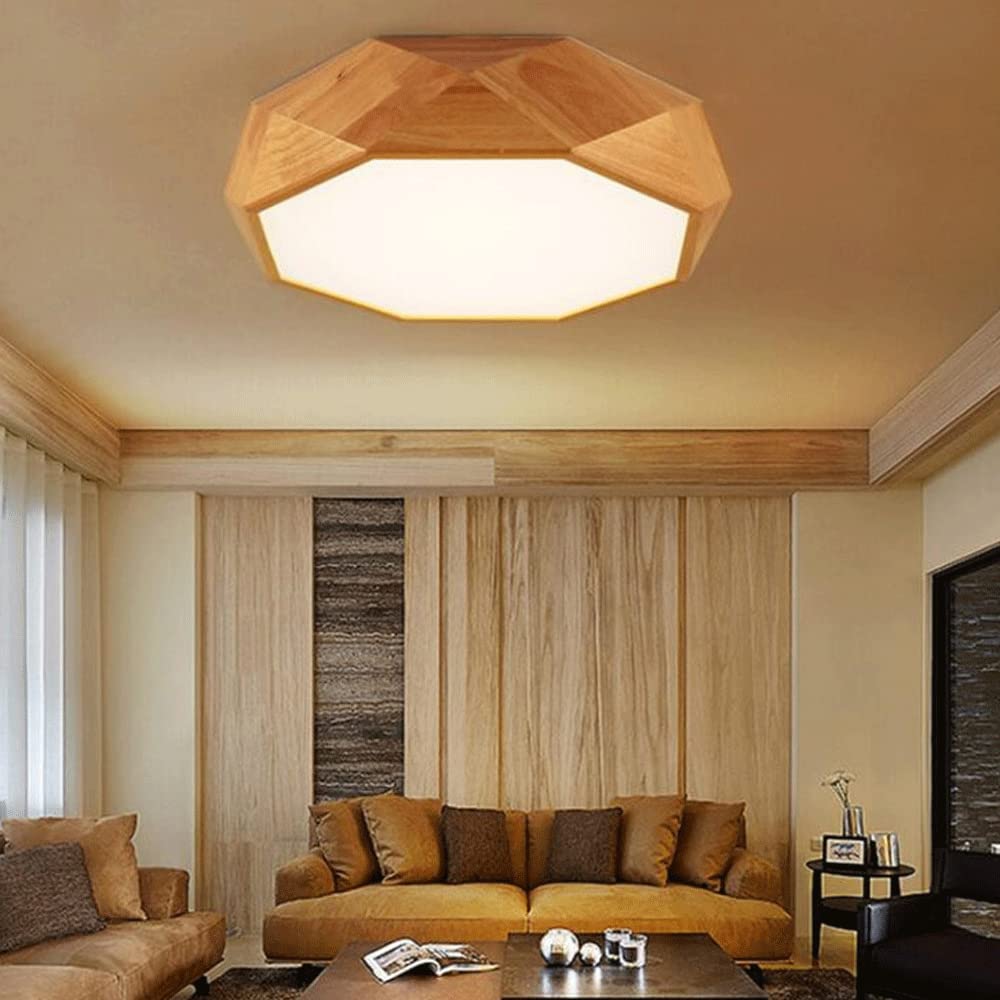 Lámparas de techo de madera modernas nórdicas cerca del techo, lámpara de techo ajustable 3000K4000K6000K, accesorios de iluminación de decoración de bar de cafetería de restaurante, luz LED de
