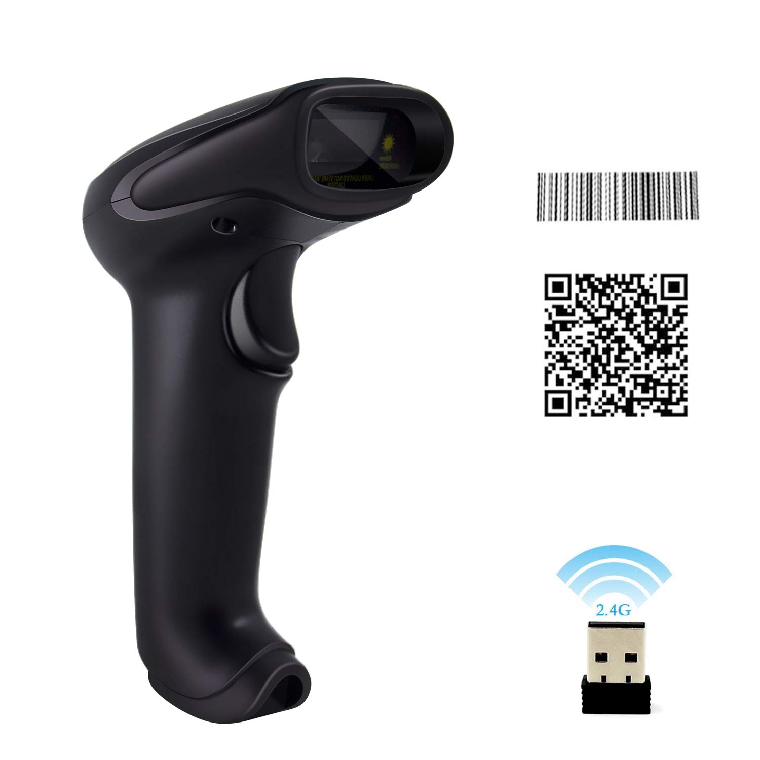 Alacrity Scanner di codici a barre wireless 1D 2D con supporto portatile e vivavoce QR cablato e wireless 2 in 1 lettore di codici a barre inventario con batteria ricaricabile da 1800 mA* H Distanza