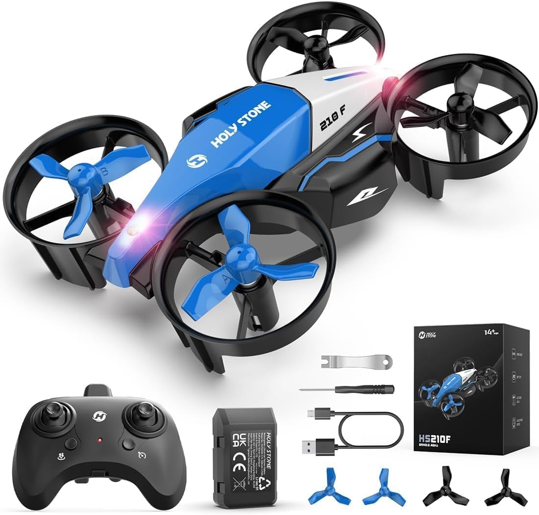 Holy Stone HS210F Mini dron dla dzieci, 2 w 1, do użytku wewnątrz RC Quadcopter ze światłami LED, jednokierunkowe lądowanie, tryb lotu, 3D Flip i modułowa bezpieczna bateria, prezent dla chłopców i