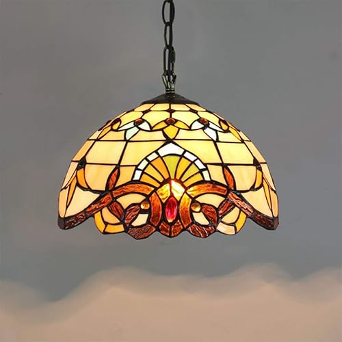 Miniatura 2 de Lámpara de araña barroca estilo Tiffany, varios cabezales, estilo victoriano, hecha a mano, con pantalla de vitral, lámpara colgante para comedor,