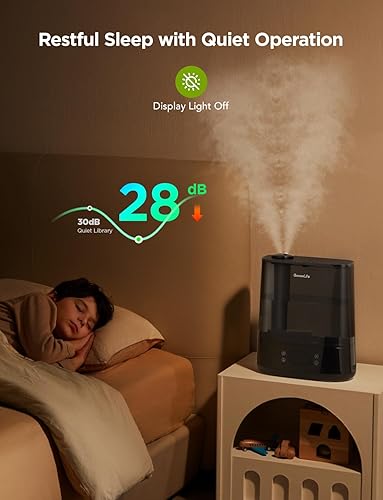 Miniatura 5 de GoveeLife Humidificadores inteligentes para dormitorio, llenado superior de niebla fría de 6 litros para habitación grande, sensor de humedad, modo