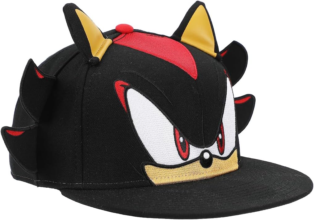 Bioworld Sonic The Hedgehog Big Face Shadow Snapback Hat with 3D Ears & Quills Black