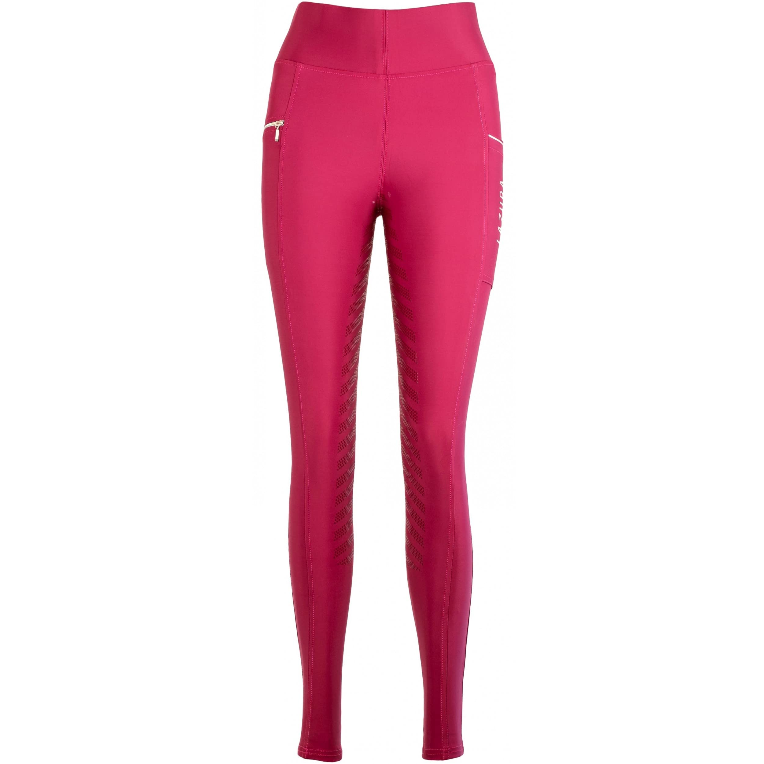 Lazura - Reitleggings für Damen Fenja | Vollbesatz aus Silikon | Reithose mit 2 seitlichen Handytaschen | Vollbesatzreithose in Burgundy | Reitbekleidung in Größe 36/38