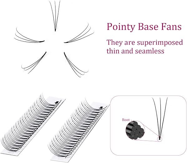Paupières de Volume de Fadlash Extensions 3D 0,10 mm C Curl Mix 8-14mm Paupières Pré-faites Tige Centrale Paupières de Russie Cils de Fans Préfaits - 5