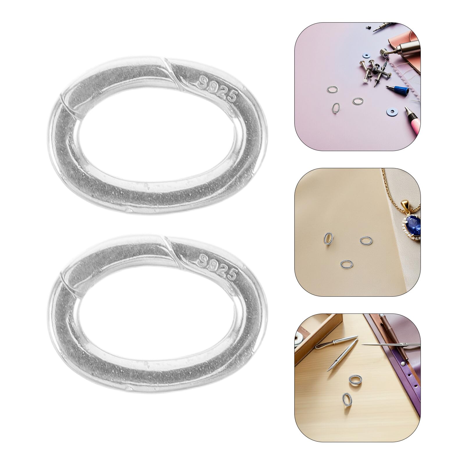 2 Piezas Cierres de Resorte Plateados de 10X13 MM para Pulseras y Collares, Conectores Ovalados de Metal 925 para Fabricación de Joyas DIY, Accesorios Seguros y Compatibles para